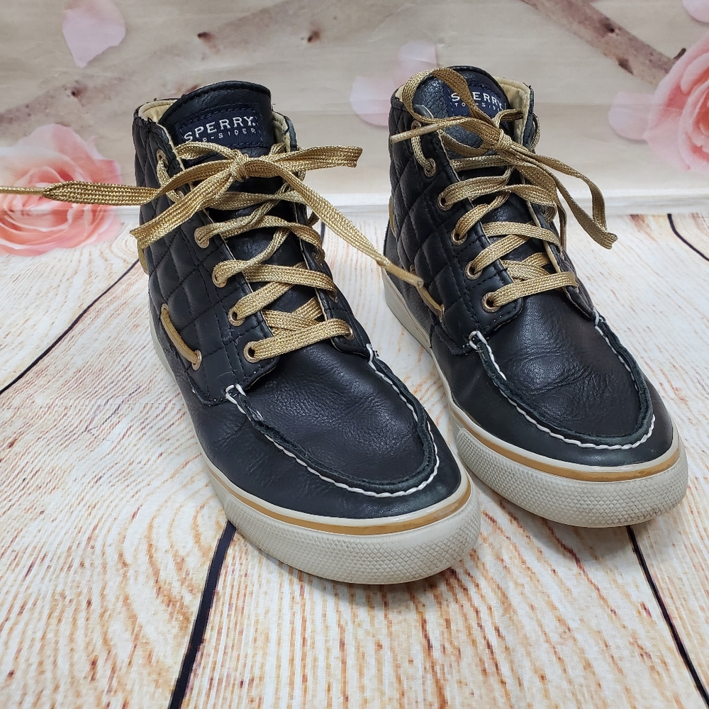 Sperry high-tops black quilted leather